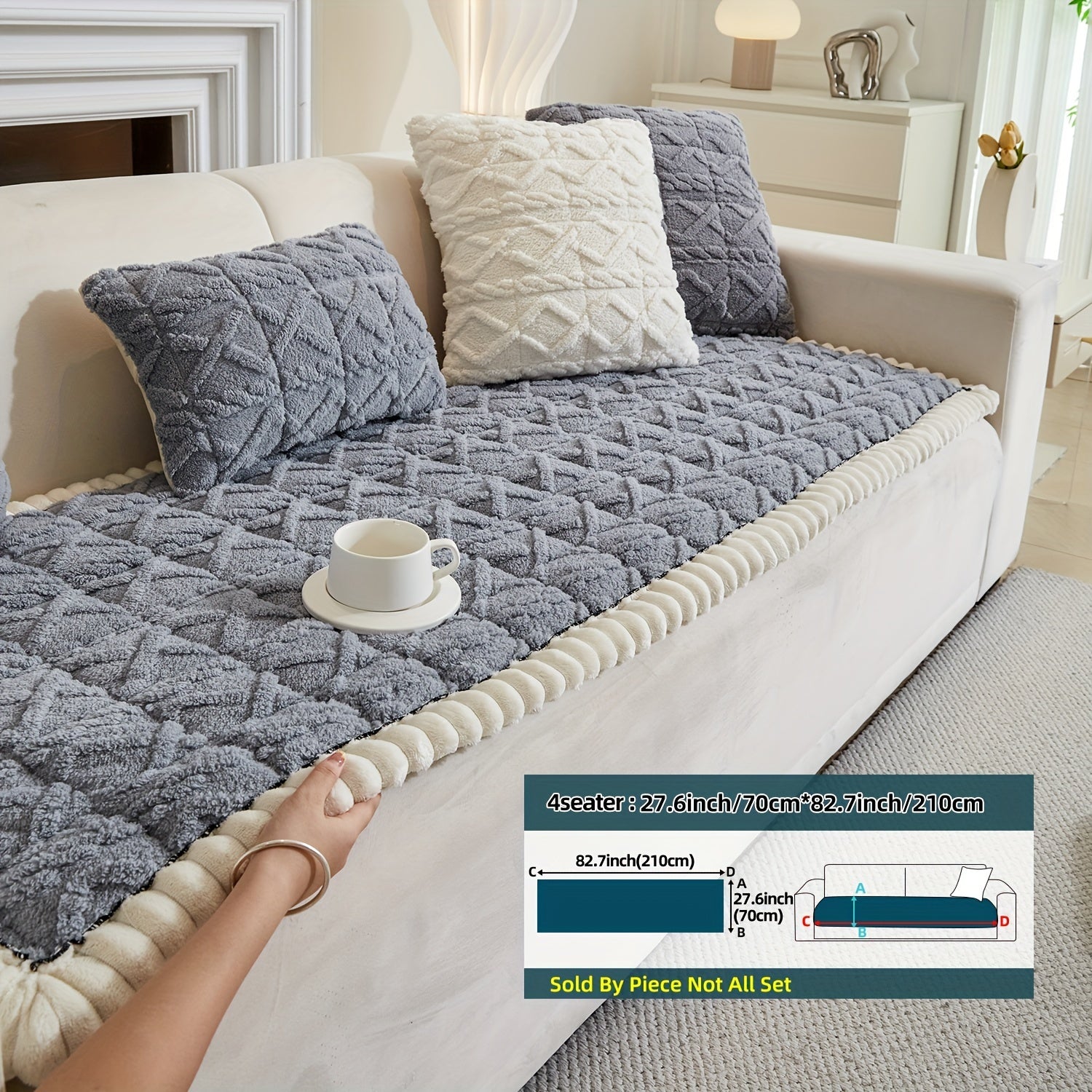 Bohemian Quilted Sofa Cover Plush Fabric Non-Slip Machine Washable Decorative