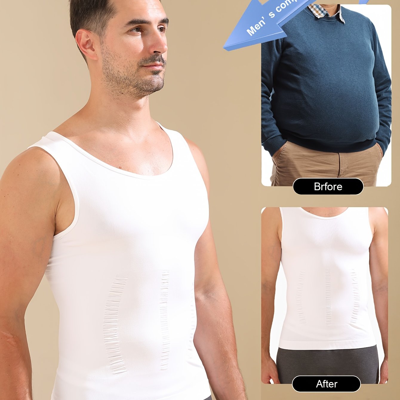 Men's Slimming Body Shaping Tank Top Breathable Polyester Spandex Sleeveless Vest