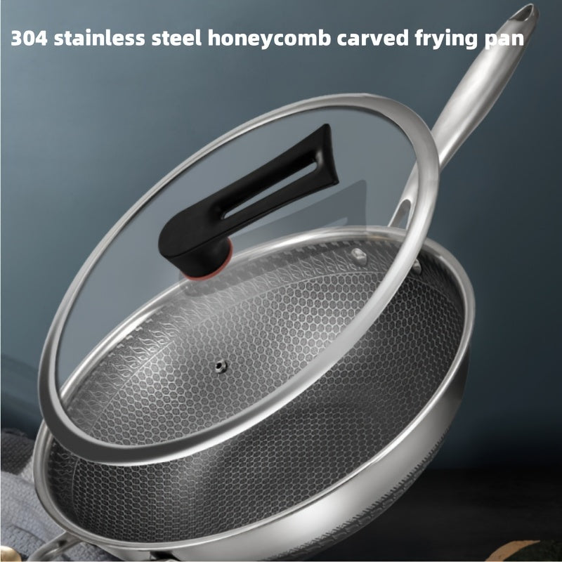 Wok de panal de acero inoxidable 304 con tapa para cocinas de gas y inducción
