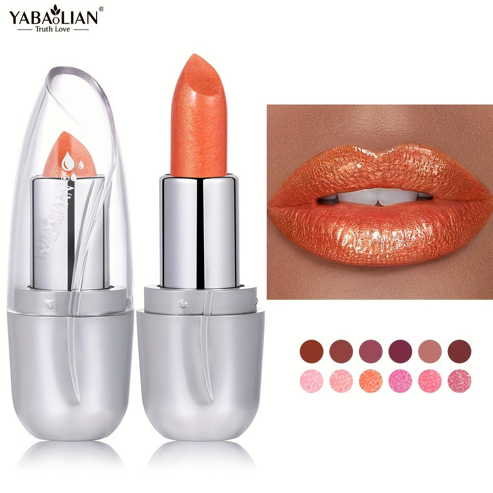 Women Metallic Pearlescent Lipstick Long Lasting Waterproof Shimmer Pink