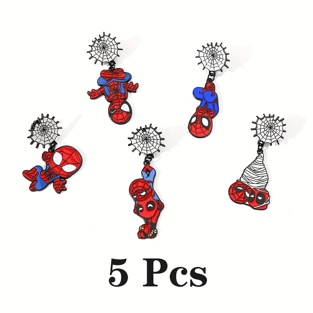 5 ta Marvel Spider-Man emal pinlari alloy broochlar kiyim va sumkalar uchun to'plam