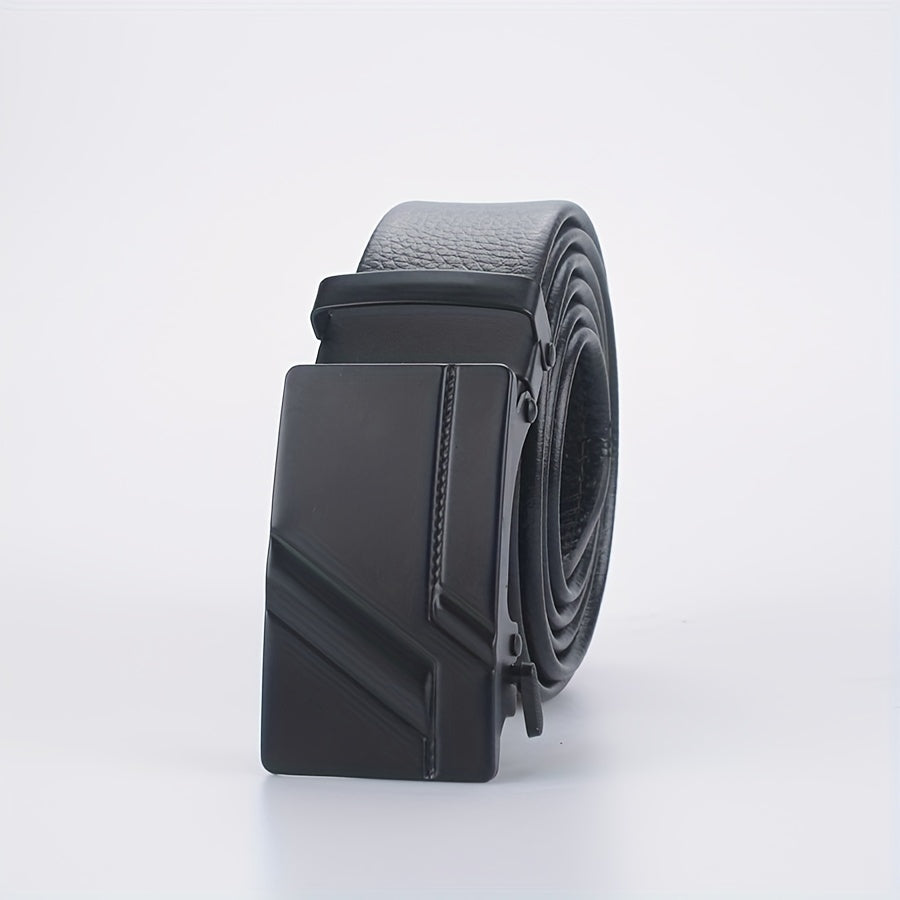 Unisex Adjustable PU Leather Belt with Automatic Buckle for Jeans and Dress Pants