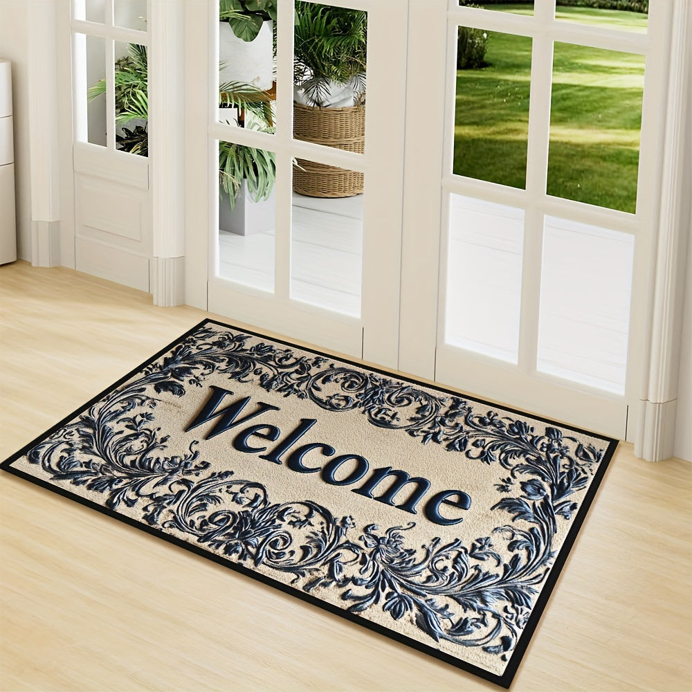 Braided Welcome Doormat Slip-Resistant Easy to Clean Rubber Backing Indoor Outdoor Decor