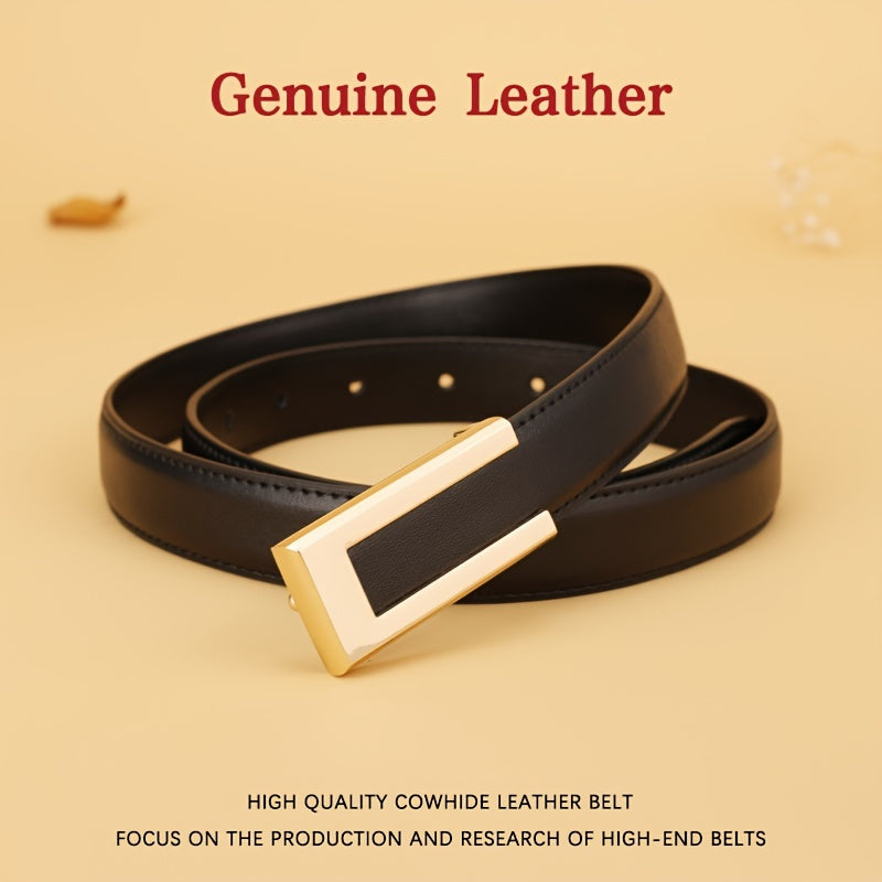 Leather Belt for Men Cowhide Formal Casual Adjustable Black Brown