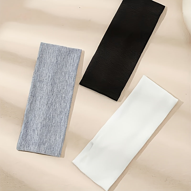 Women's Anti-Slip Headbands for Yoga Running Cycling Set of 3 Black Dark Brown Light Beige