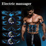 Set de masajeador EMS de tres piezas con tecnología TENS, entrenador muscular recargable por USB para fitness en casa