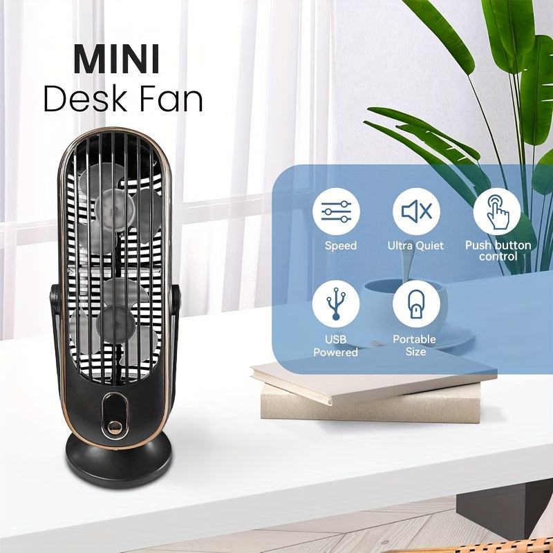 Wireless USB Rechargeable Desktop Mini Fan with 5-Speed Adjustment for Indoor and Outdoor Use