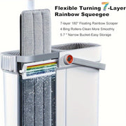 Flat Mop 4-in-1 Floor Cleaner with Squeeze Bucket, Ultra-Narrow Design