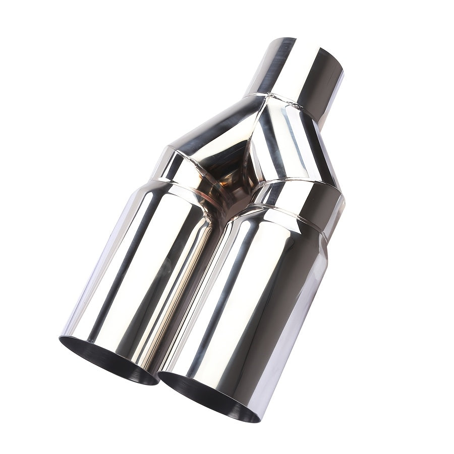 Universal Stainless Steel Y-Shaped Dual Tailpipe 63-76mm Exhaust Outlet