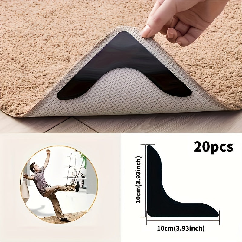 Anti-Slip Carpet Stickers L-Shape Adhesives for Floor Surfaces Pack of 4 8