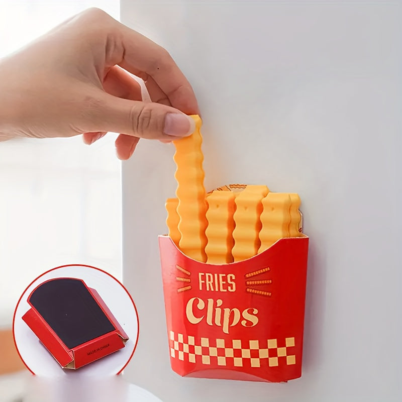 Set of 11 French Fry Shaped Bag Clips Reusable Sealers Magnetic Fridge Stickers