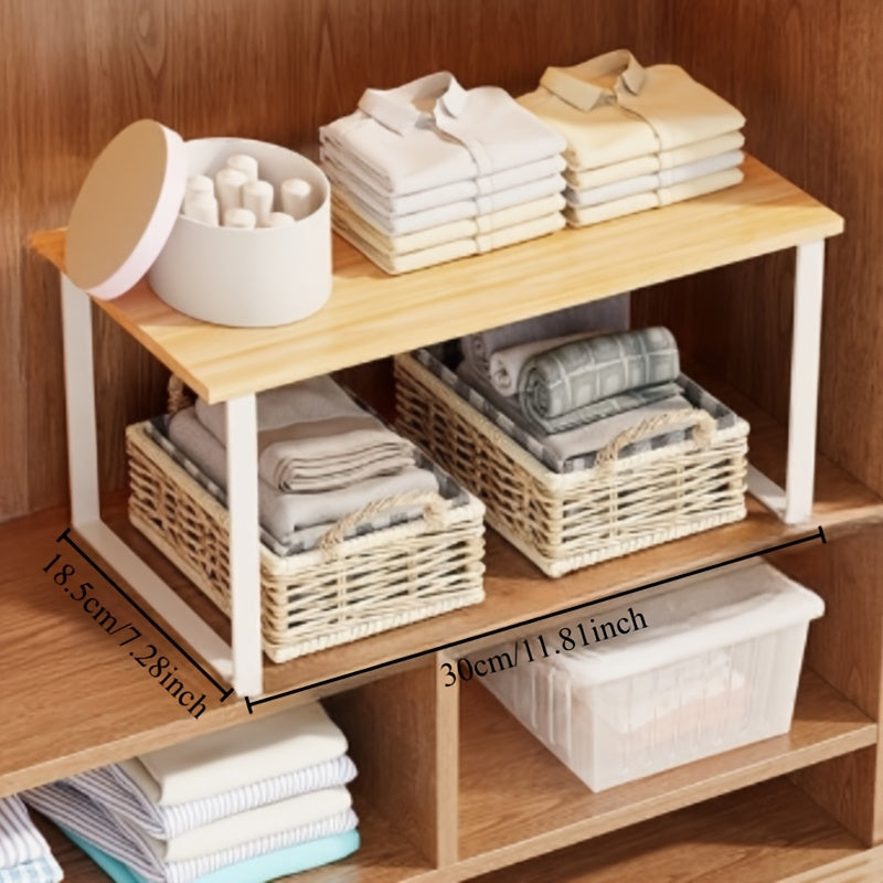 Expandable Wooden Bamboo Spice Rack with Stackable Storage for Kitchen Counter