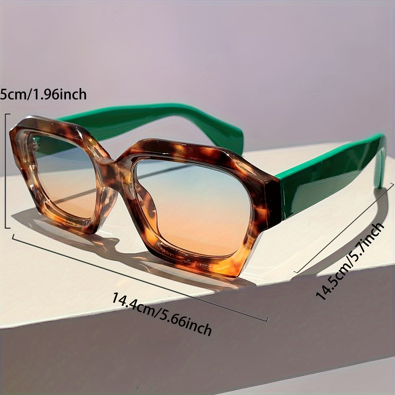Square Anti Glare Sunglasses for Men and Women Color Block Vintage Eyewear for Beach and Travel