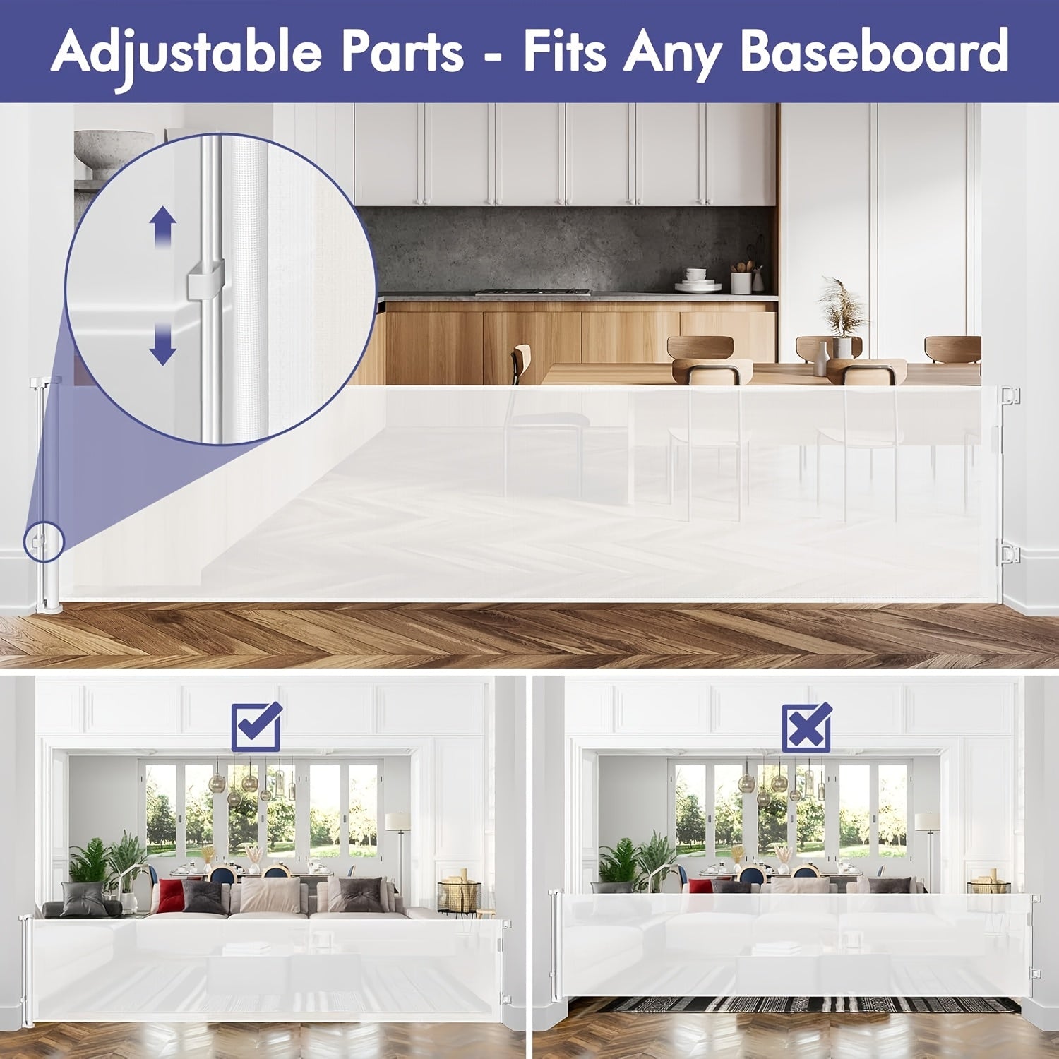 Extra Wide Retractable Baby Gate with Pet Door for Large Openings 299.72cm Indoor Outdoor