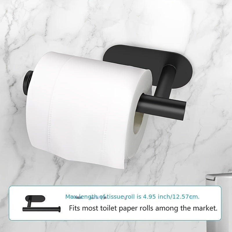 Black Stainless Steel No-Drill Toilet Paper Holder for Bathroom Kitchen
