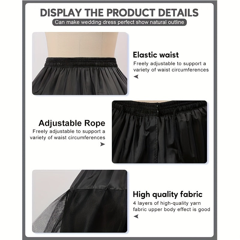 Black A-Line Petticoat Floor-Length Skirt for Weddings Parties Halloween Costumes