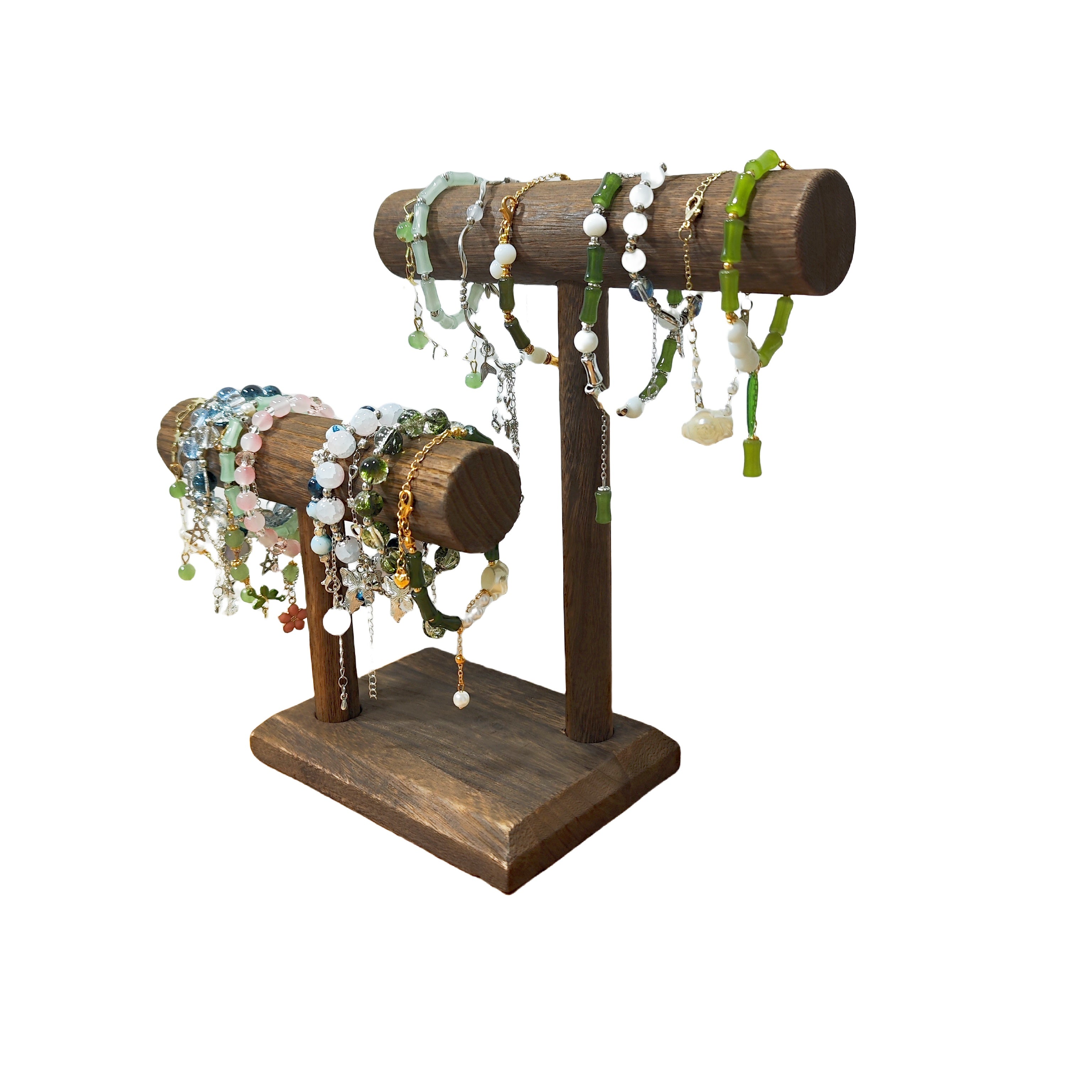 Деревянная двухъярусная подставка для украшений для браслетов и часов, 1 шт.
