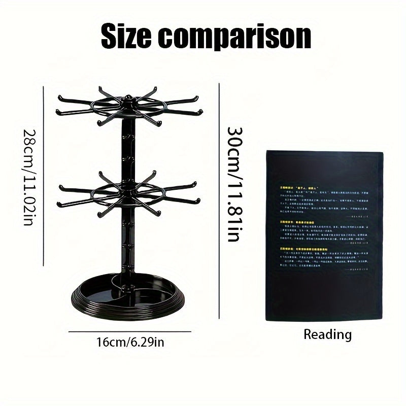 Two-Tiered Rotating Jewelry Display Rack for Necklaces Earrings Bracelets and Accessories