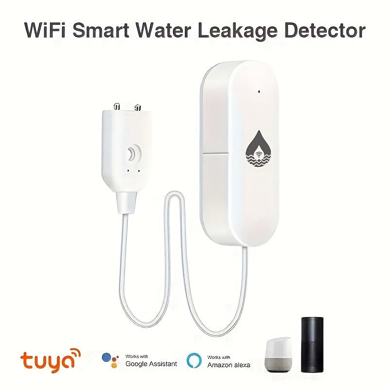 Smart WiFi Su Oqishi Aniqlagichi - Haqiqiy vaqt rejimida ogohlantirishlar, USB quvvatlanadi, uy/yer osti uchun oson o'rnatish, Smartlife va Tuya bilan mos keladi, batareyalar talab qilinmaydi.