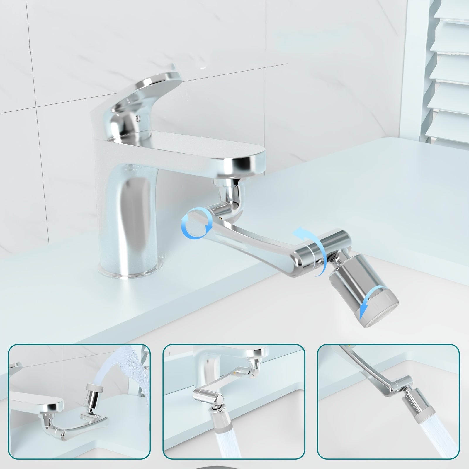 ABS Plastic Faucet with Rotating Aerator Dual Water Outlet Modes Bubble and Shower