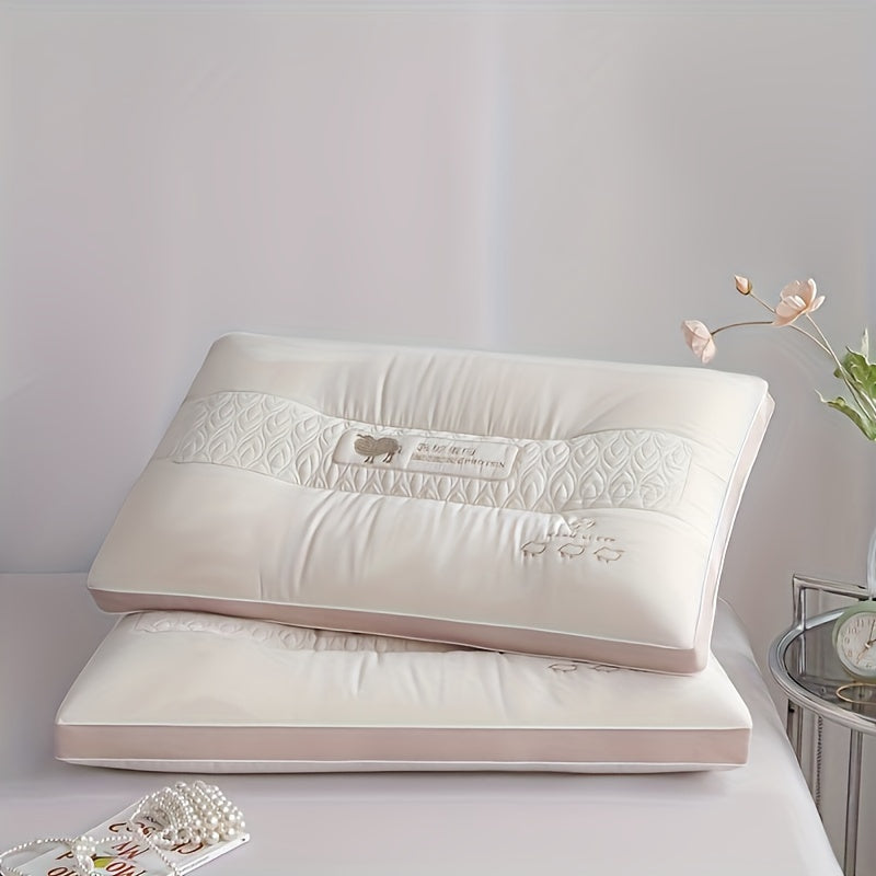 Almohada de cama de lujo para hotel con diseño acolchado, lavable a máquina, soporte para el cuello para dormir de lado y de espaldas