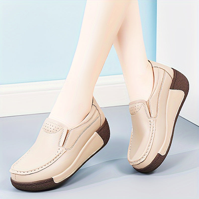 Mocasines planos para mujer, zapatos casuales sin cordones, con plataforma, ligeros y cómodos