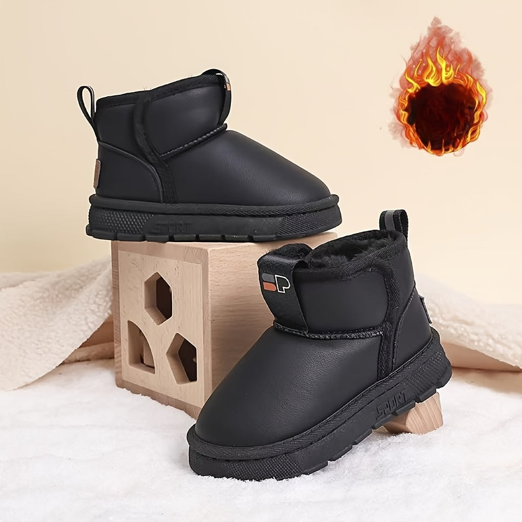 Boys Winter Snow Boots Plaid Microfiber Leather Insulated Casual Outdoor