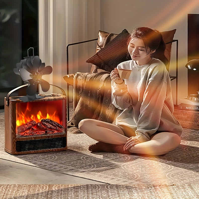 5-Blade Heat Powered Stove Fan for Wood and Fireplace Aluminum Exhaust Fan
