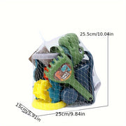 Kids Dinosaur Beach Toy Set with Dump Truck Watering Can Shovel Rake Sand Molds 7 Pieces