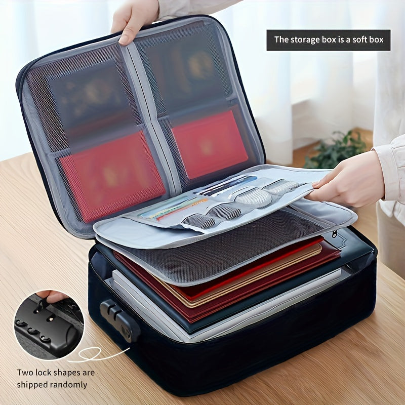 Fireproof Document Bag with Lock Water-Resistant Zipper for Laptop Files Certificates