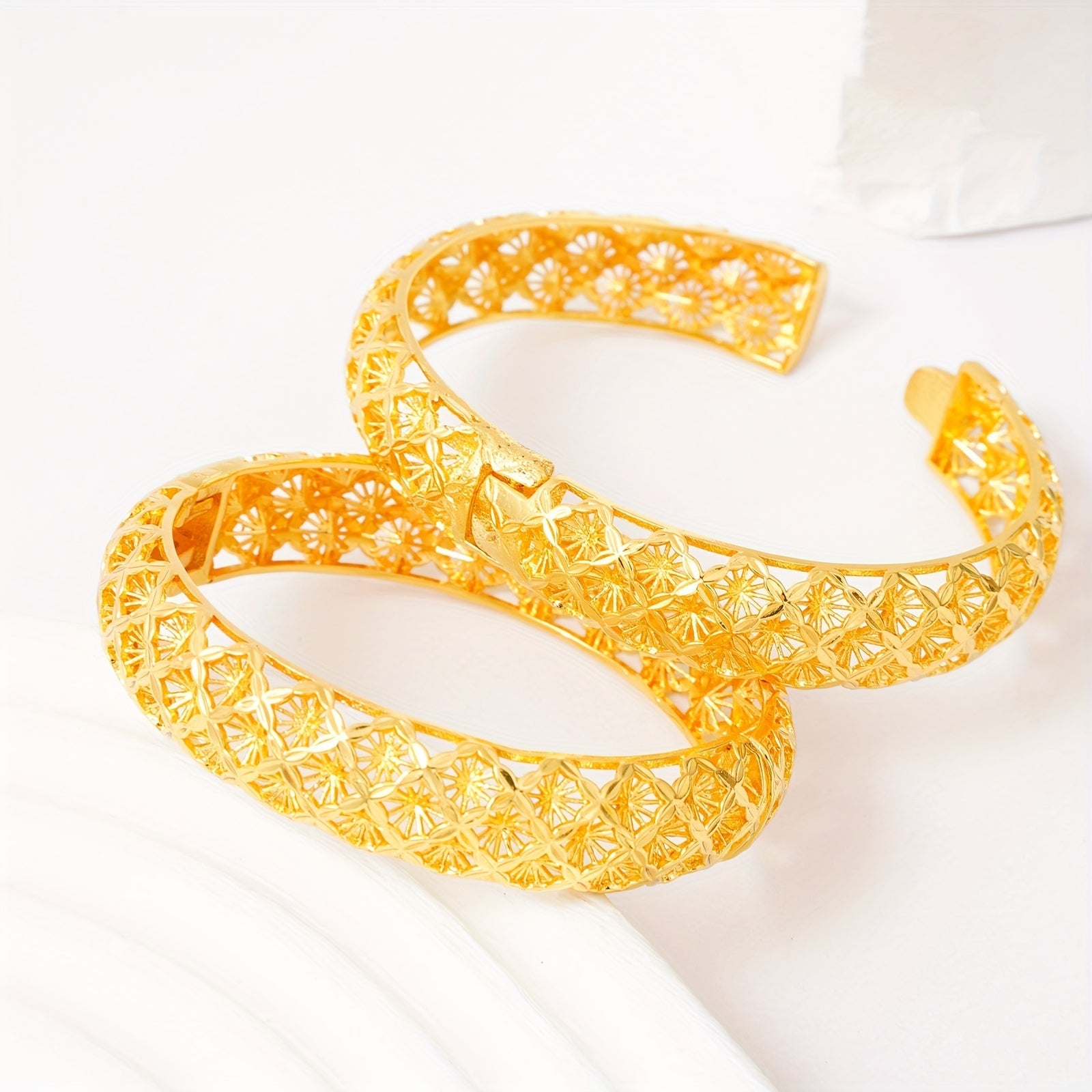 Women's Copper Open Bangle with Hollow Cut-Out Design for Middle Eastern Festivals and Bridal Wear