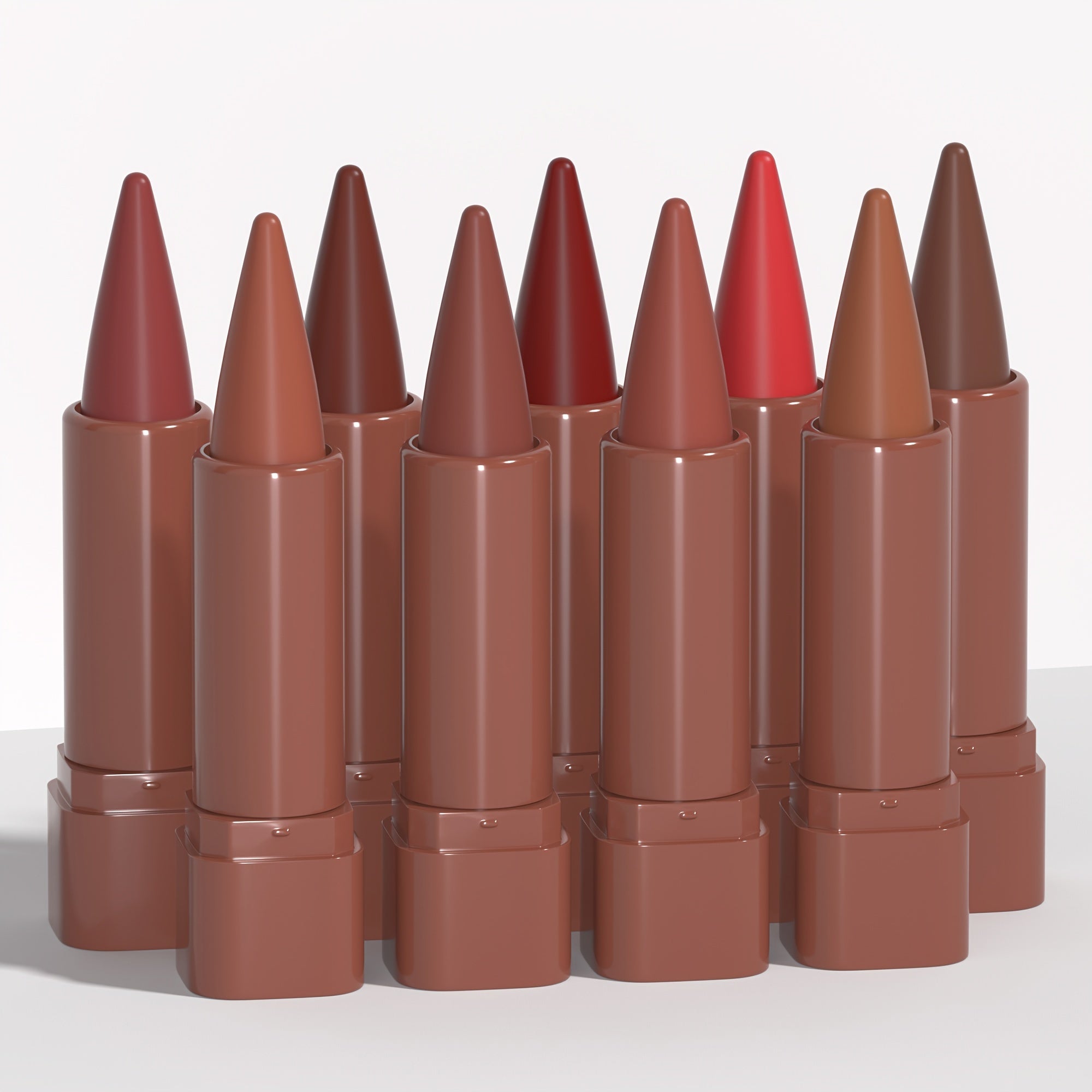 Женский матовый набор для губ: карандаш и помада-карандаш с градиентом коричневый, двойное использование