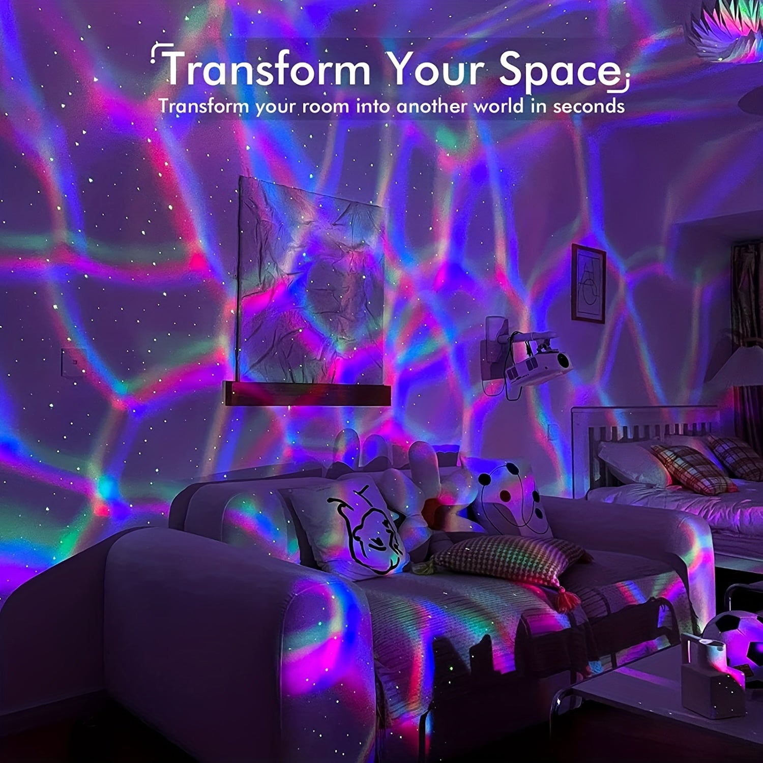 Proyector de luz nocturna estrellada con lámpara de neblina alimentada por USB para ambiente en el dormitorio