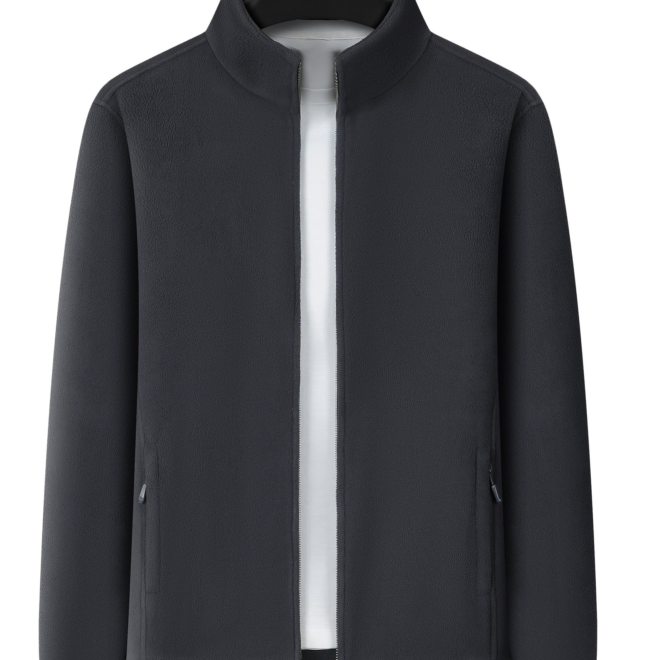 Men's Polar Fleece Zip-Up Jacket for Fall Winter Outdoor Casual Hiking