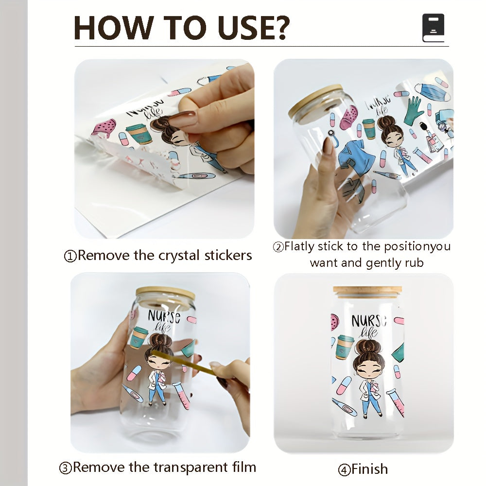 1 Medsestra Hayoti UV DTF Transfer Stikeri Stakanlarni Bezaklash Uchun