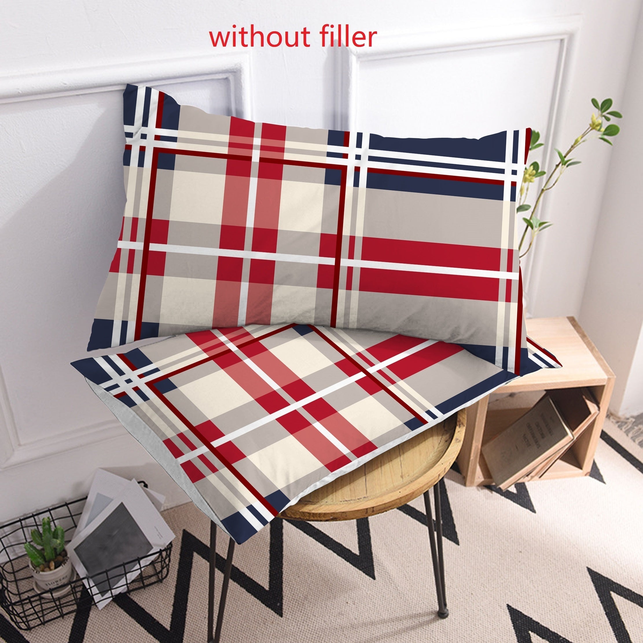 Striped Plaid Printed Brushed Pillowcases Set of 2 Soft Breathable Cover for Bedroom Sofa