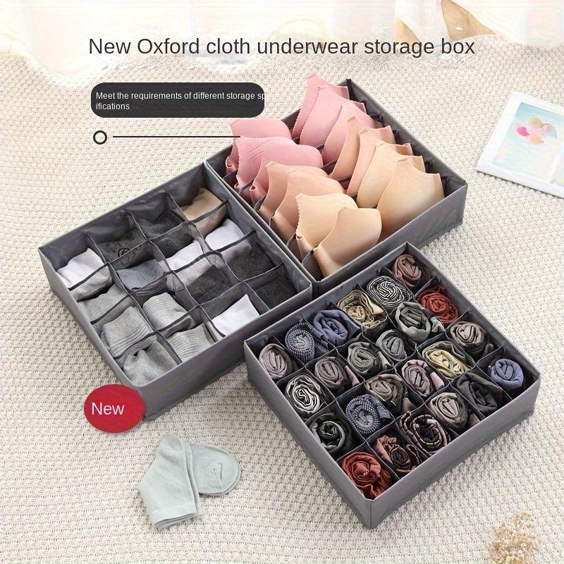 Foldable Storage Organizer Oxford Cloth with PP Board Dividers for Underwear Socks and Space Saving