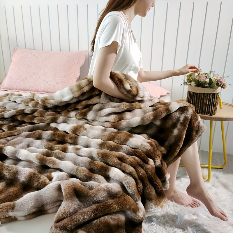 Manta de felpa con burbujas en degradado y velvet de leche para todas las estaciones