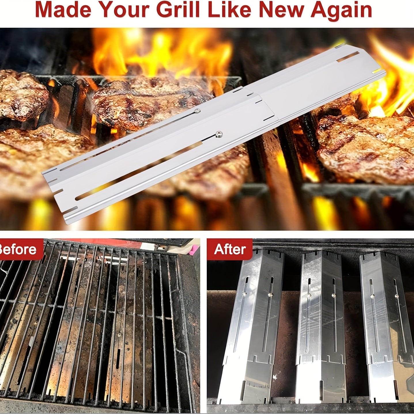 Tent gaz grill uchun 3 ta universal BBQ isitish plitasidan iborat to'plam, sozlanadigan olov regulyatori va yong'ich qopqog'i bilan. Gaz grill uchun qismlarni almashtiradi.