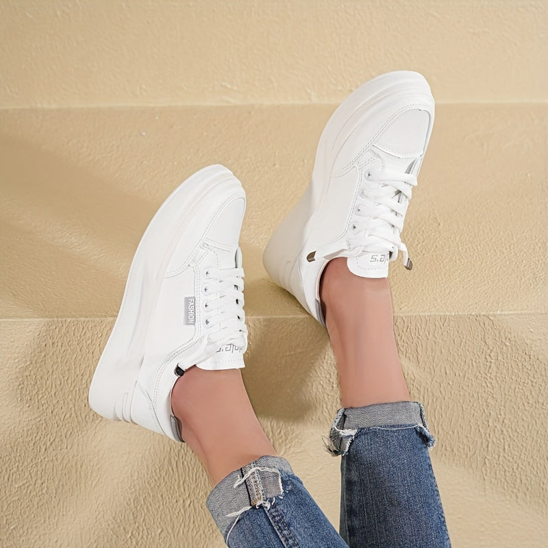 Women's White Breathable Sneakers for Running Casual and Skateboarding