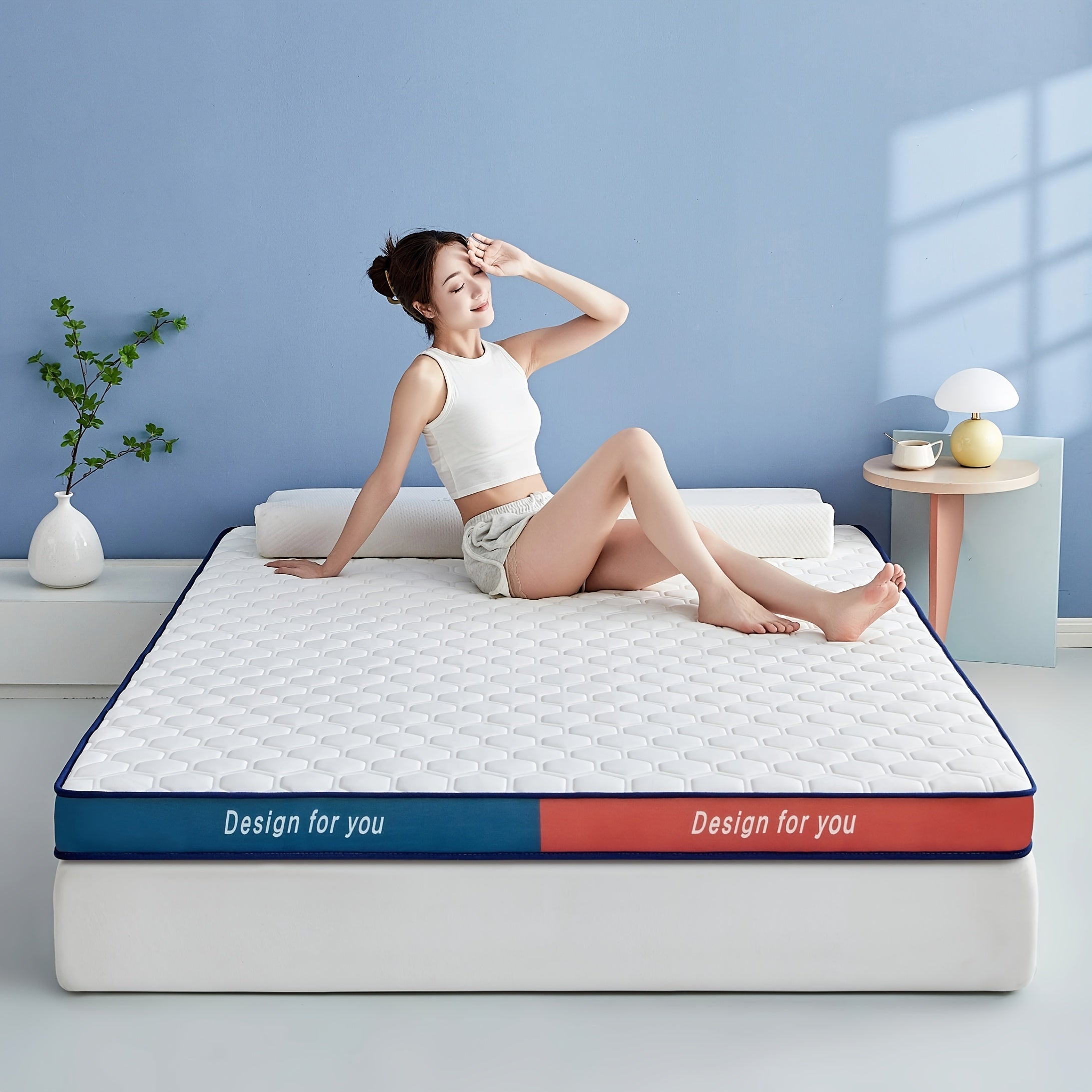 Memory Foam Mattress 8cm Thick Foldable Latex PU Foam White Soft to Medium Firm