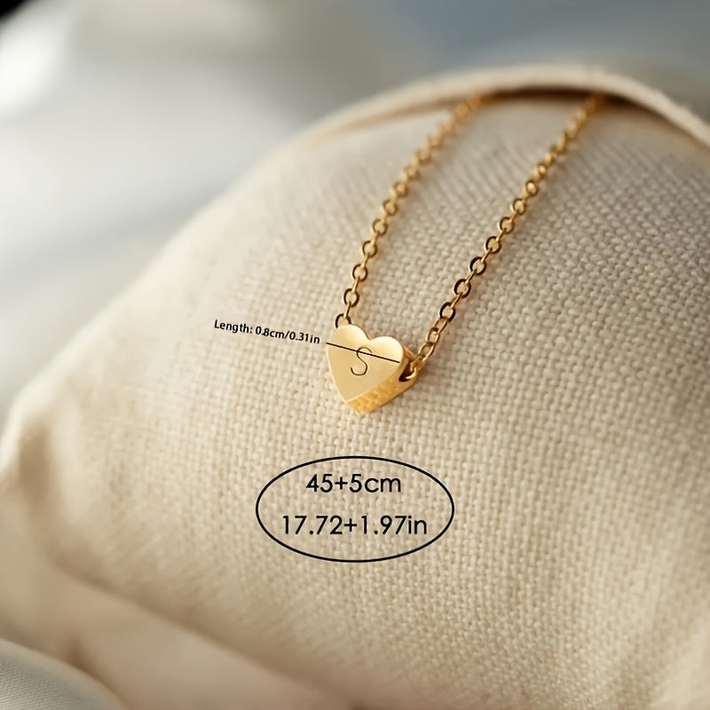 Girls Heart Initial Necklace Stainless Steel Custom Gift for Women and Mothers