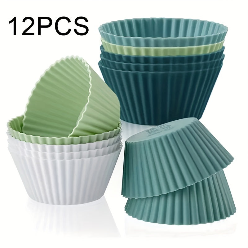 12 or 24 Reusable Silicone Cupcake and Muffin Liners Non-Stick Easy to Clean