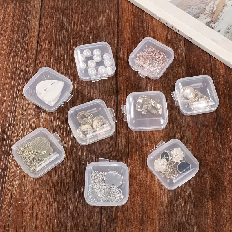 20-Pack Rectangle Plastic Storage Boxes with Lockable Lids for Jewelry and Accessories