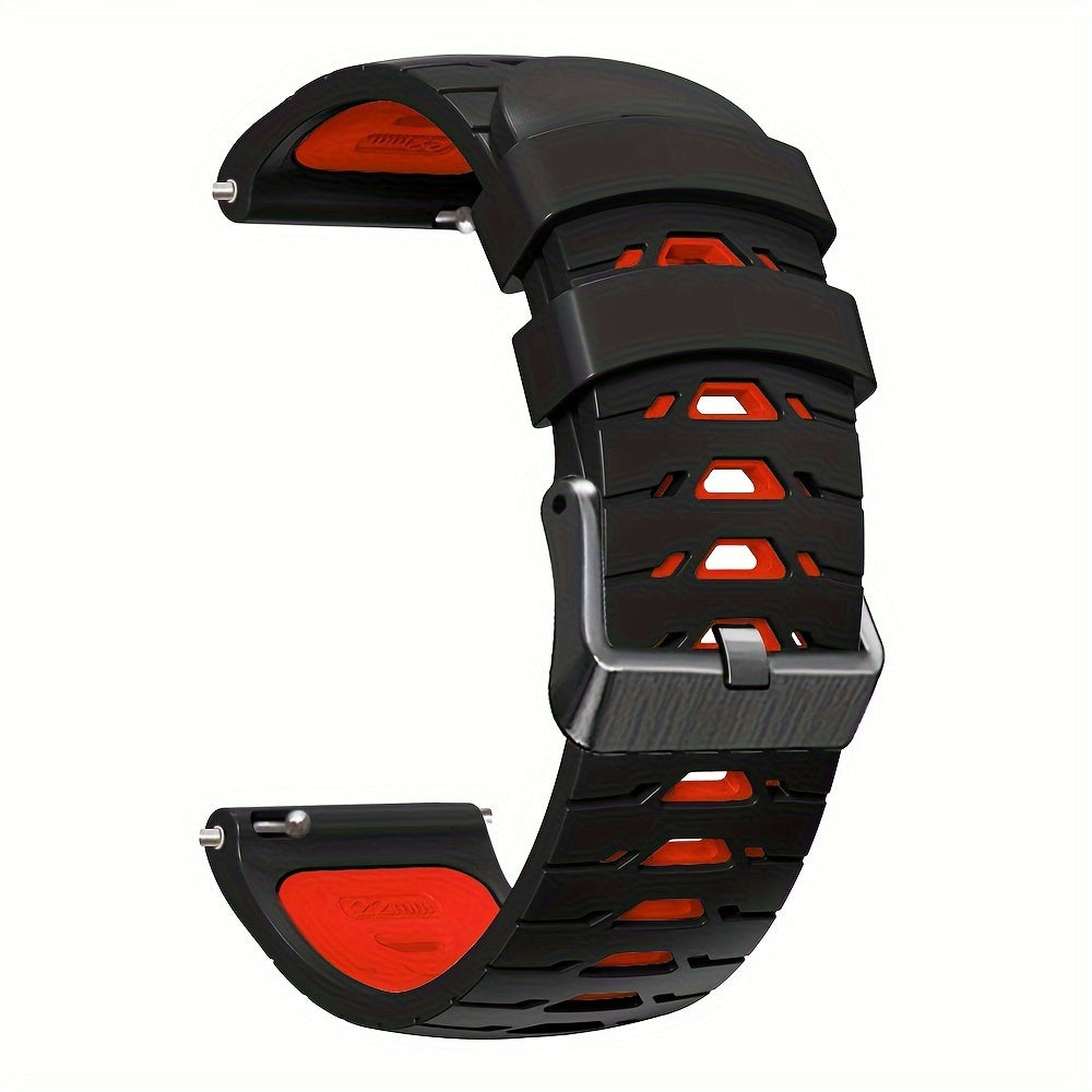 22mm Two-Tone Silicone Smart Watch Strap Breathable Adjustable Replacement for Sports Watches