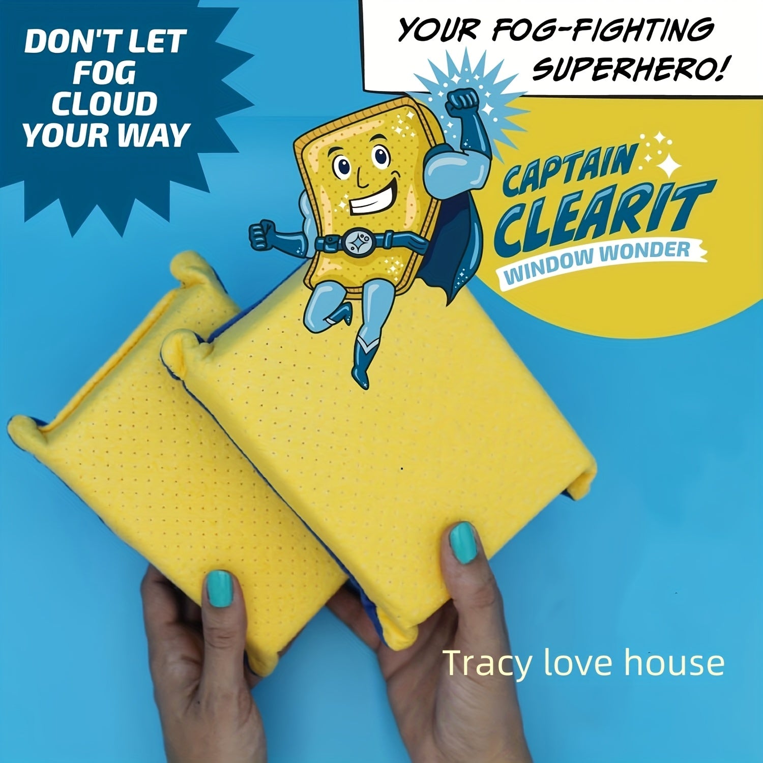 Paquete de 2 esponjas de microfibra grandes para eliminar la niebla de ventanas, para limpiar cristales y espejos