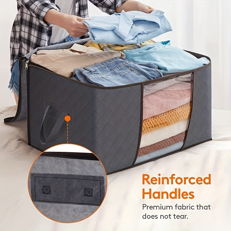 Juego de 3 organizadores de almacenamiento de corcho gris con ventanas de visualización