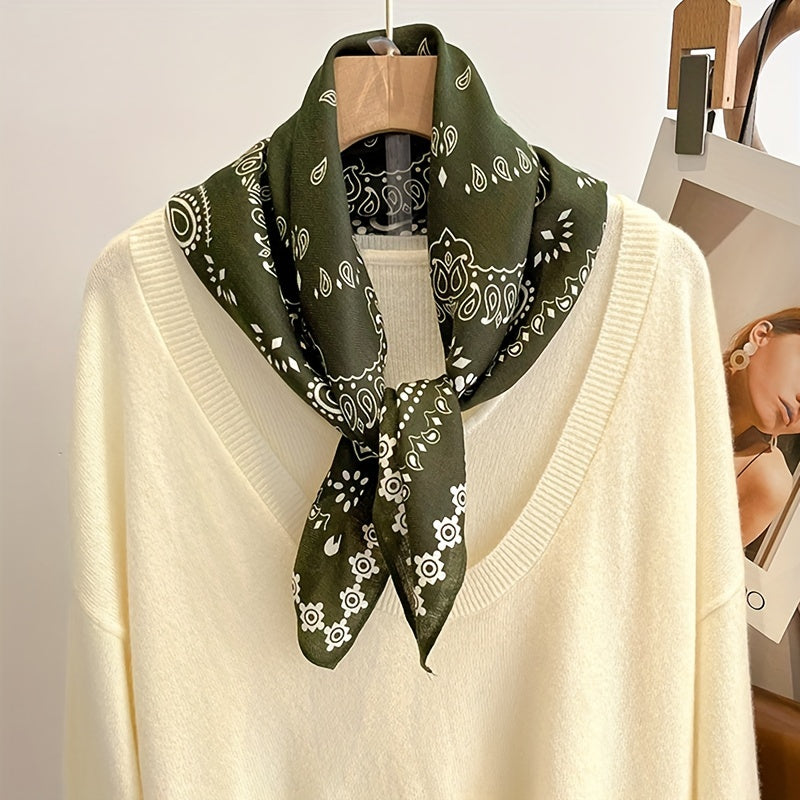 Модный квадратный бандана-шарф с принтом кешью в богемном стиле, универсальный платок для шеи для весенних и осенних аксессуаров