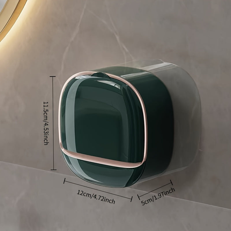 Wall-Mounted Soap Dish Bathroom Organizer Decor Easy Install No Drilling