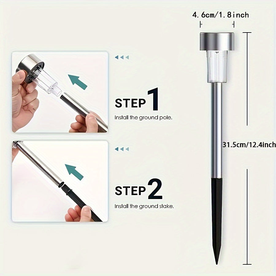 Solar Outdoor Solar Lights Path Garden Lawn Driveway Deck Yard Waterproof Stainless Steel 8 10 12 Pack